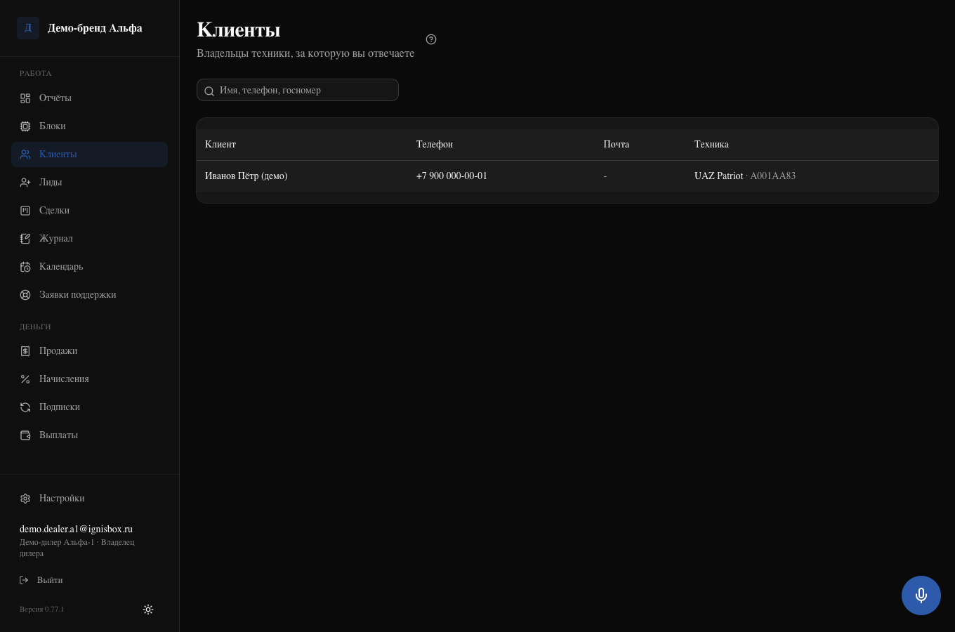 Клиенты дилера